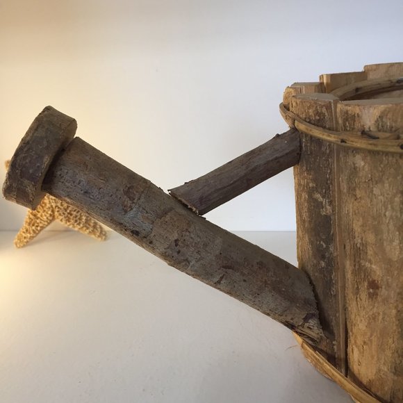 Planter Wood Natural Watering Can Shape - Picture 4 of 12